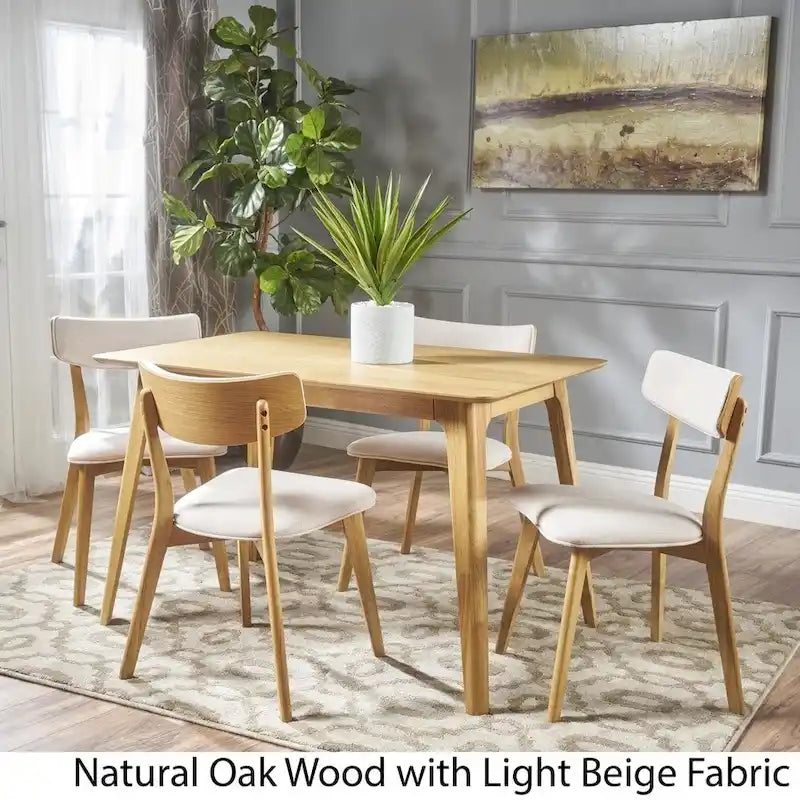 Set da pranzo rettangolare Megann Mid-Century a 5 pezzi in legno di Christopher Knight Home 10