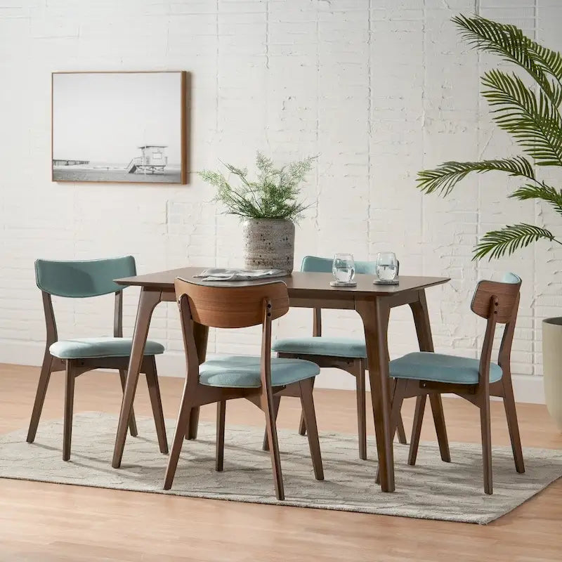 Set da pranzo rettangolare Megann Mid-Century a 5 pezzi in legno di Christopher Knight Home 11