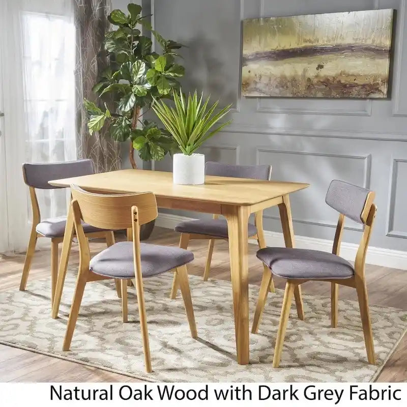 Set da pranzo rettangolare Megann Mid-Century a 5 pezzi in legno di Christopher Knight Home 12