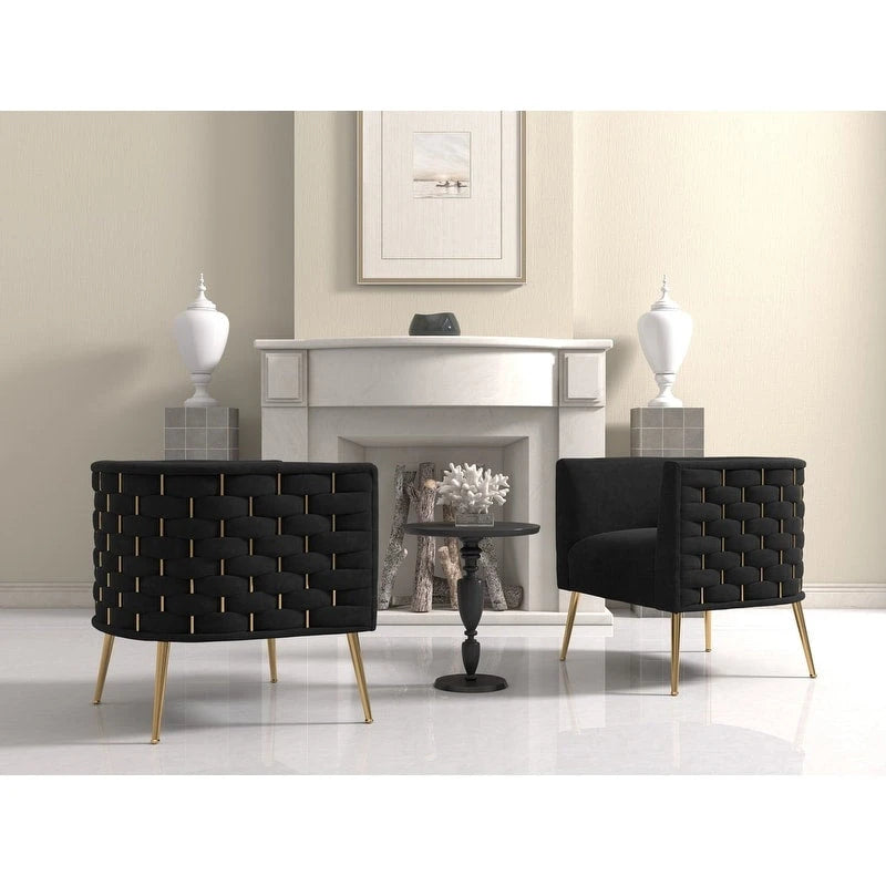 SEYNAR Mid-Century Modern Velvet Round Accent Chair for Living Room, set of 2