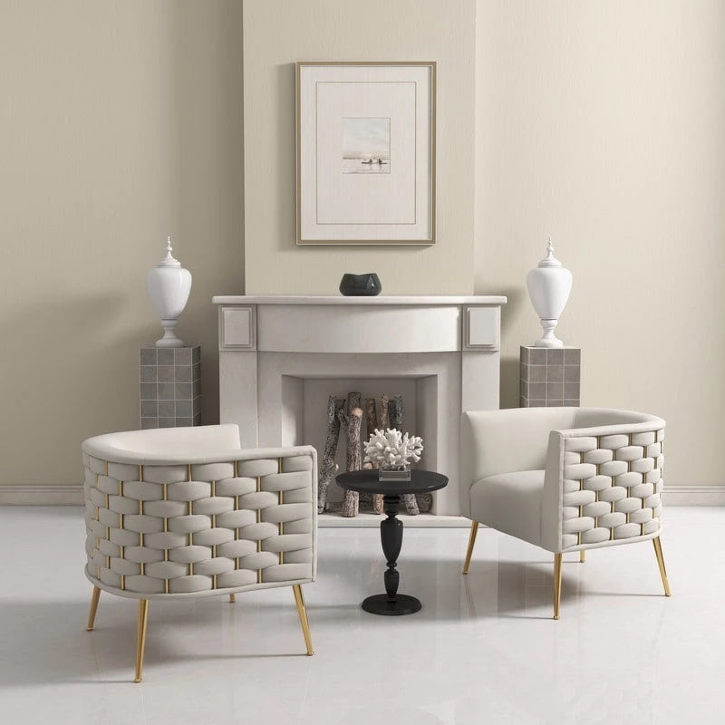 SEYNAR Poltrona rotonda in velluto Mid-Century Modern per soggiorno, set da 2 5