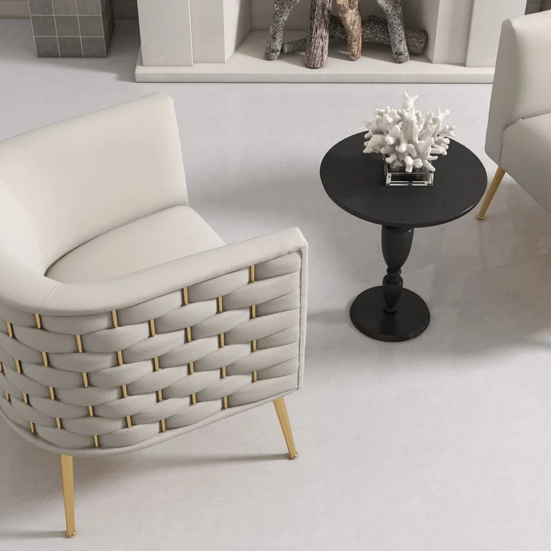 SEYNAR Poltrona rotonda in velluto Mid-Century Modern per soggiorno, set da 2 11