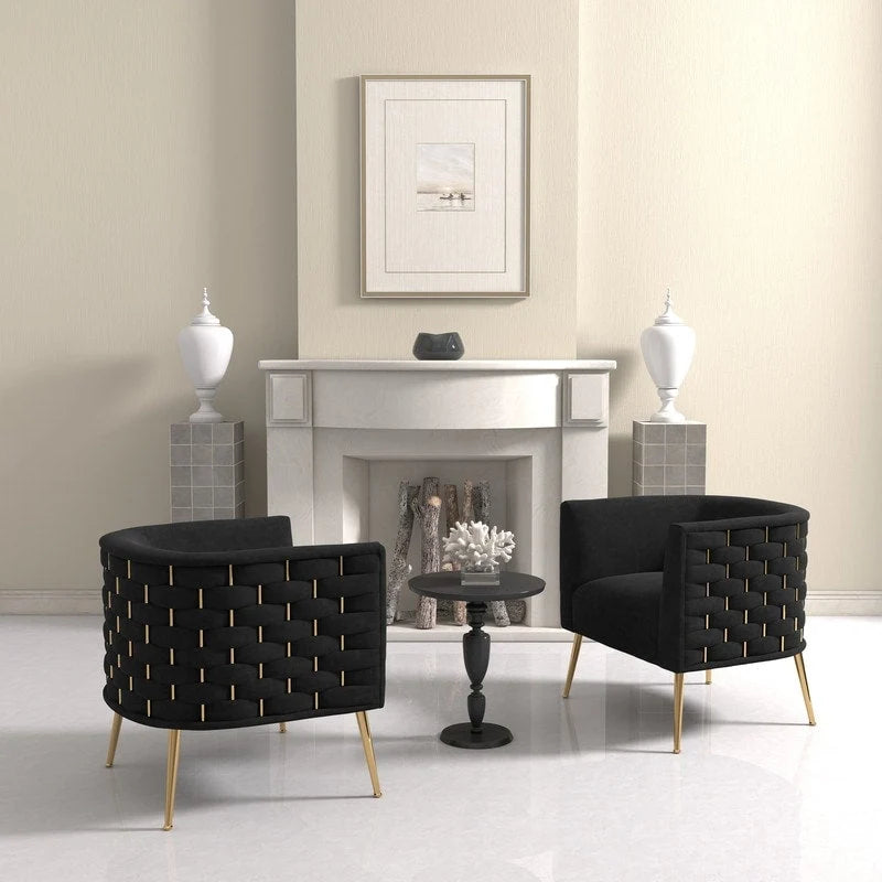 SEYNAR Poltrona rotonda in velluto Mid-Century Modern per soggiorno, set da 2 25