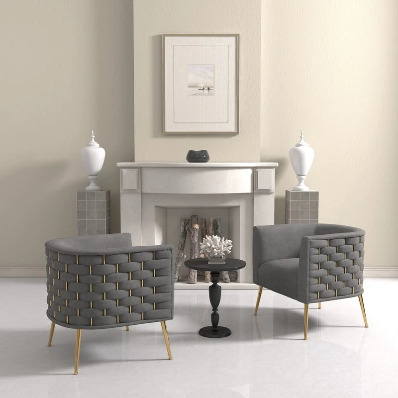 SEYNAR Poltrona rotonda in velluto Mid-Century Modern per soggiorno, set da 2 35