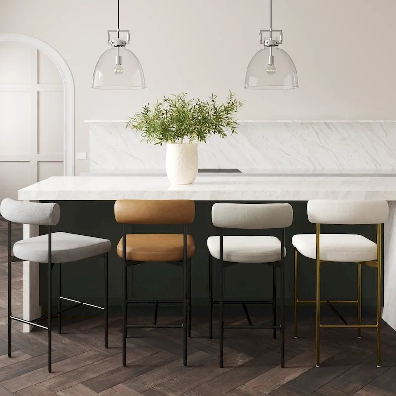 Nathan James Dahlia Counter Height Barstool or Dining Chair with Back and Upholstered Cushion 4