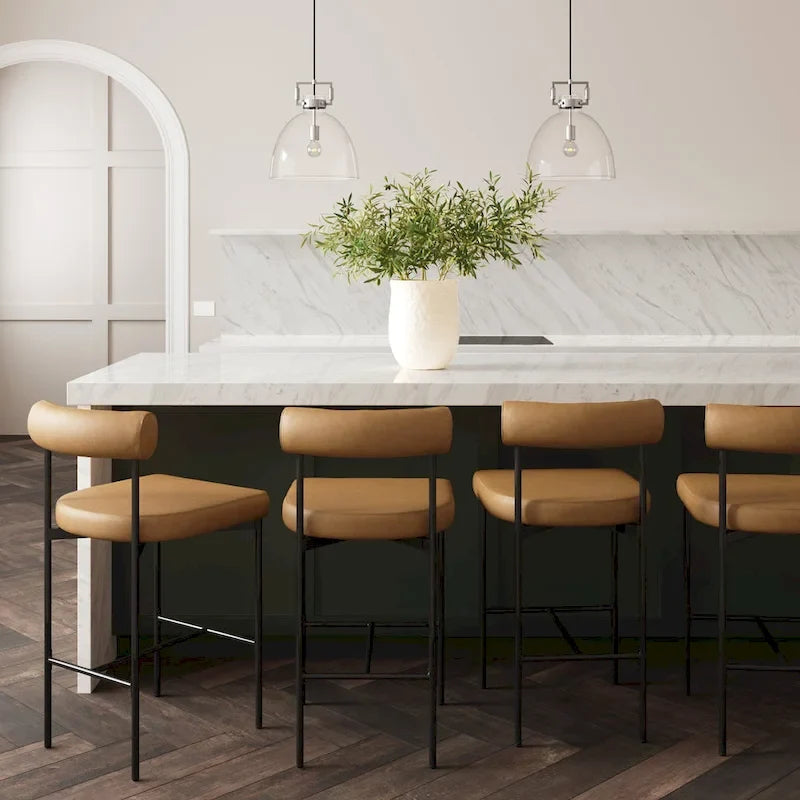 Nathan James Dahlia Counter Height Barstool or Dining Chair with Back and Upholstered Cushion 11