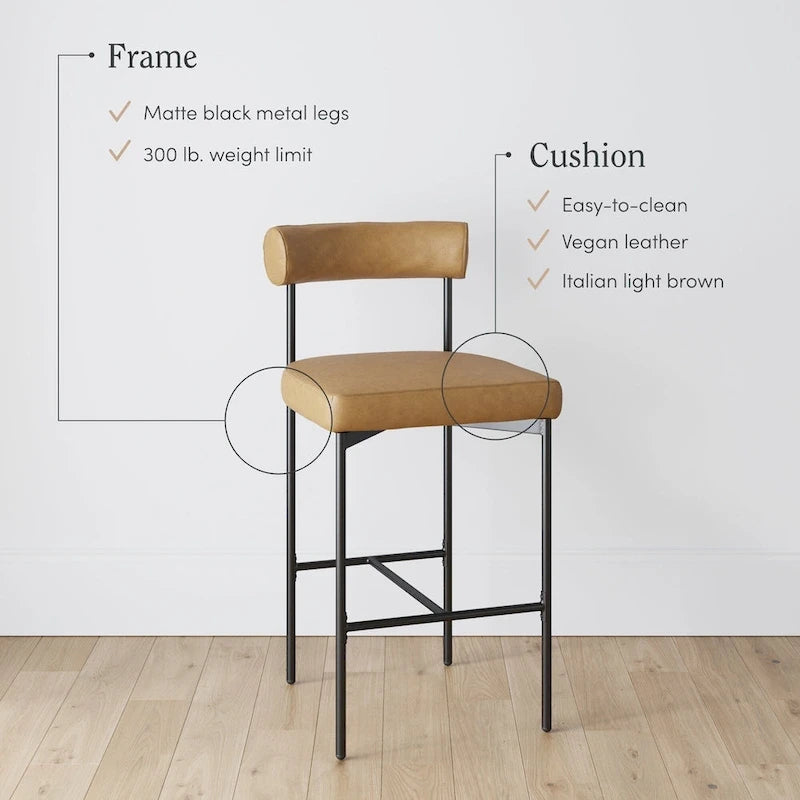 Nathan James Dahlia Counter Height Barstool or Dining Chair with Back and Upholstered Cushion 13