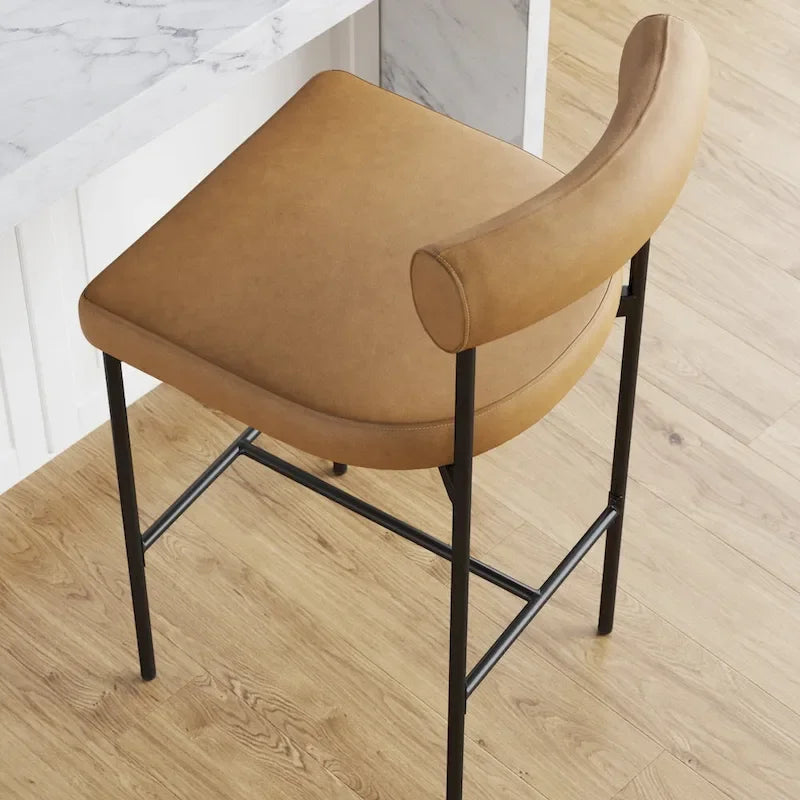 Nathan James Dahlia Counter Height Barstool or Dining Chair with Back and Upholstered Cushion 16