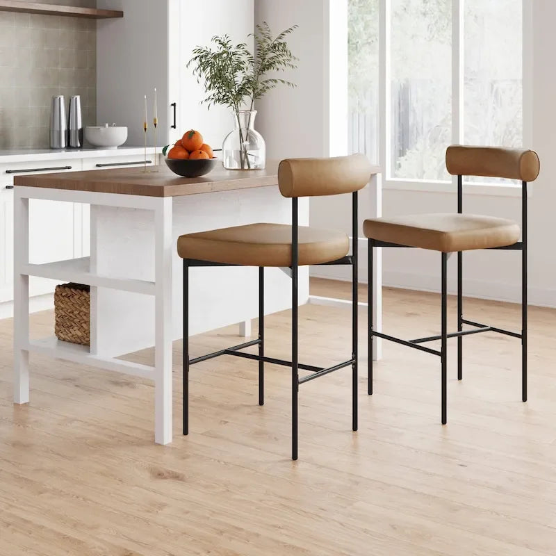 Nathan James Dahlia Counter Height Barstool or Dining Chair with Back and Upholstered Cushion 19