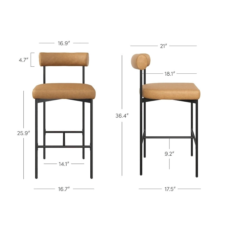 Nathan James Dahlia Counter Height Barstool or Dining Chair with Back and Upholstered Cushion 21