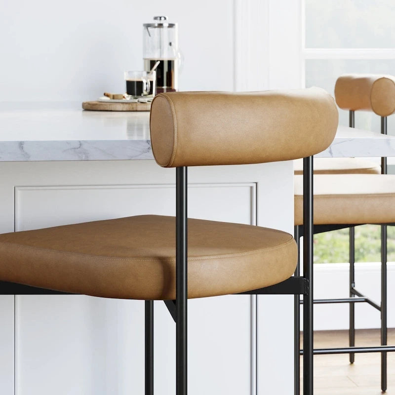 Nathan James Dahlia Counter Height Barstool or Dining Chair with Back and Upholstered Cushion 23