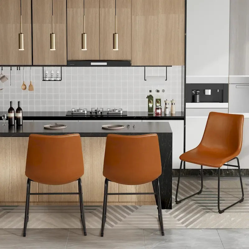 Homall Barstools PU Leather Counter Bar Stool With Back and Footrest Set of 2, Brown 6