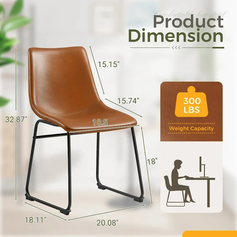 Homall Barstools PU Leather Counter Bar Stool With Back and Footrest Set of 2, Brown 7