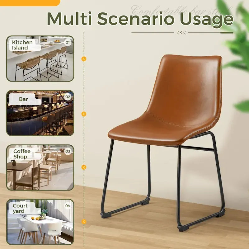 Homall Barstools PU Leather Counter Bar Stool With Back and Footrest Set of 2, Brown 9