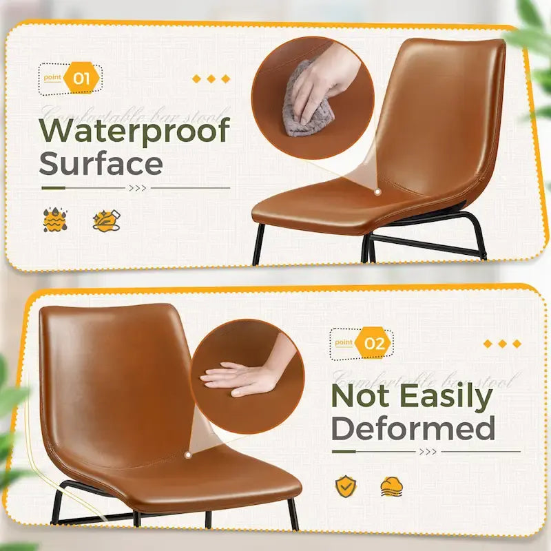 Homall Barstools PU Leather Counter Bar Stool With Back and Footrest Set of 2, Brown 10