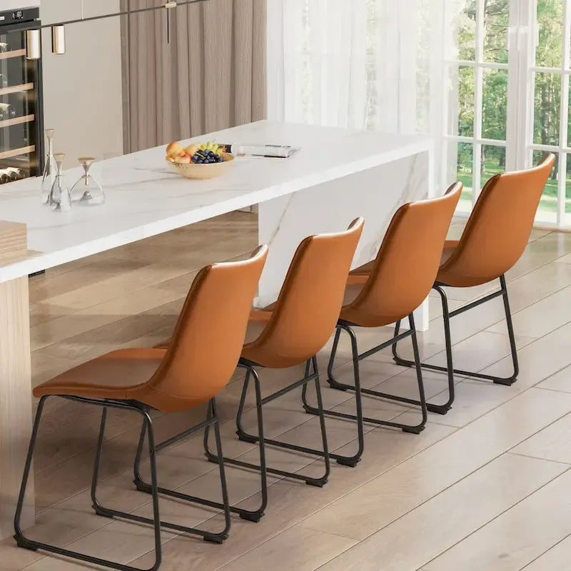 Homall Barstools PU Leather Counter Bar Stool With Back and Footrest Set of 2, Brown 11