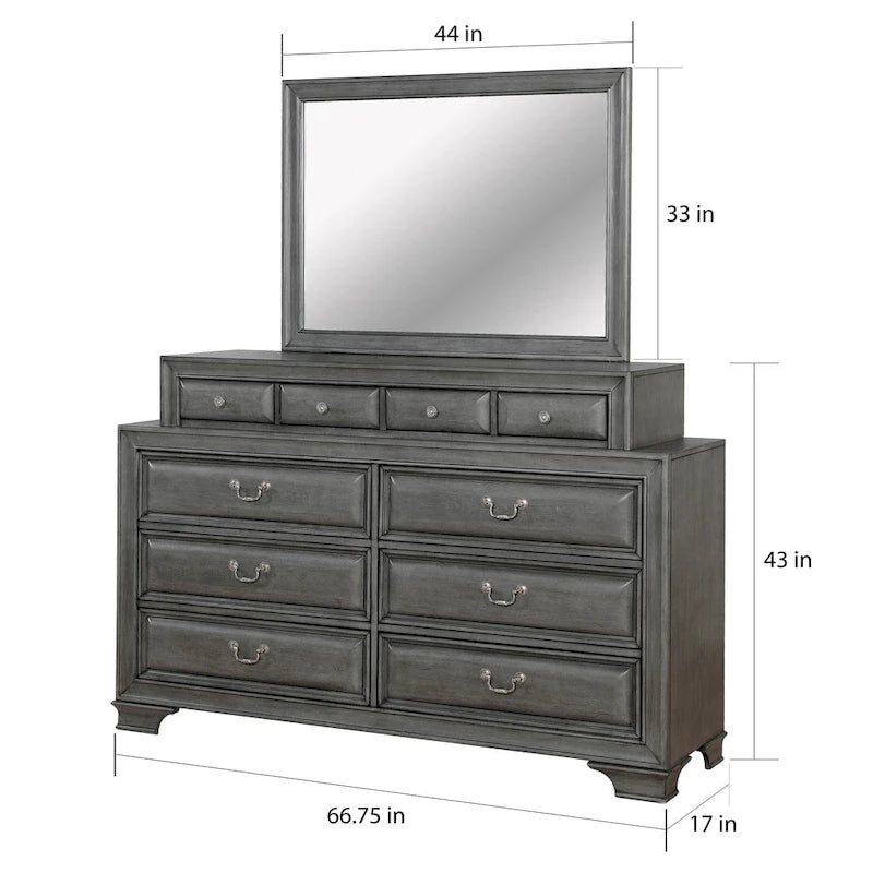 Oslo Traditional 2-piece 10-Drawer Dresser and Mirror Set by Furniture of America 4