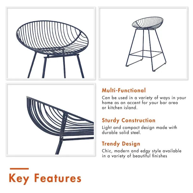 CosmoLiving by Cosmopolitan Ellis 24 Metal Counter Height Bar Stool 21