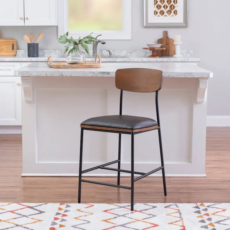 Lowrey Metal Faux Leather 25-Inch Counter Stool