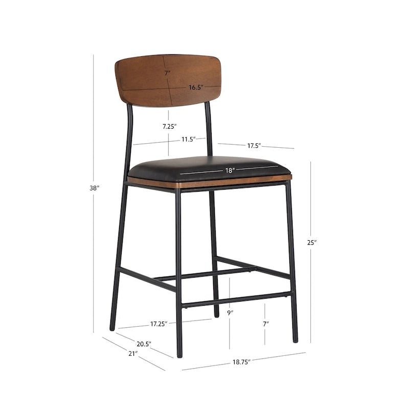 Lowrey Metal Faux Leather 25-Inch Counter Stool 7