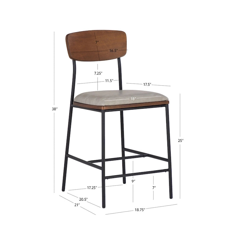 Lowrey Metal Faux Leather 25-Inch Counter Stool 12