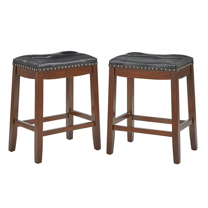 Simple Living Lonnie 29-inch Padded Bar Height Saddle Stools (Set of 2) 4