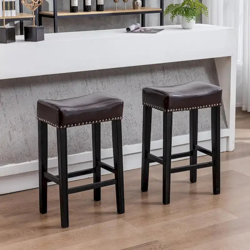 Counter Height 29 Bar Stools for Kitchen Counter Backless Faux Leather Stools Farmhouse Island Chairs 3