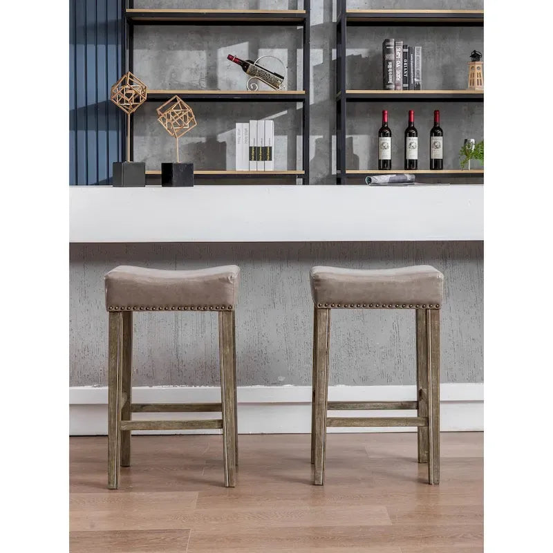 Counter Height 29 Bar Stools for Kitchen Counter Backless Faux Leather Stools Farmhouse Island Chairs 4