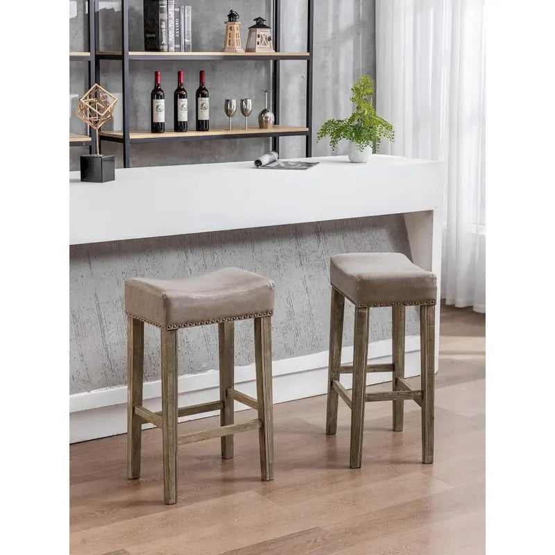Counter Height 29 Bar Stools for Kitchen Counter Backless Faux Leather Stools Farmhouse Island Chairs 5