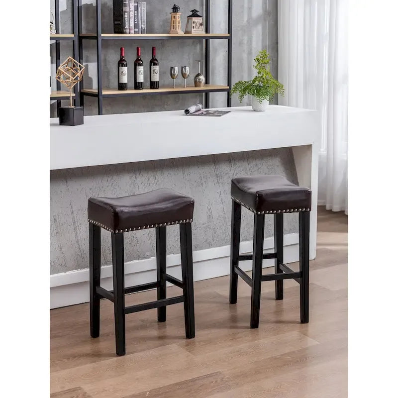 Counter Height 29 Bar Stools for Kitchen Counter Backless Faux Leather Stools Farmhouse Island Chairs 11