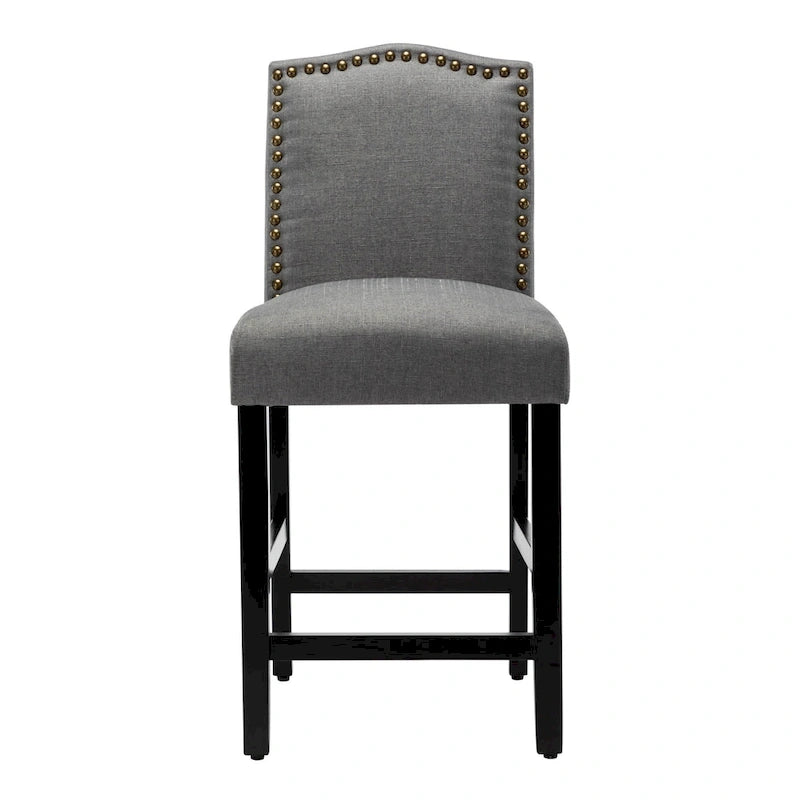 24 Inches Fabric Upholstered Nailhead Trim Counter Height Bar stools with Back Set of 2 7