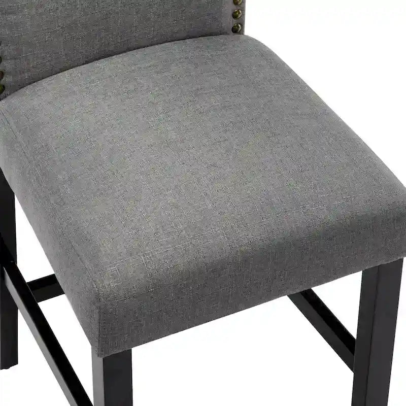 24 Inches Fabric Upholstered Nailhead Trim Counter Height Bar stools with Back Set of 2 11
