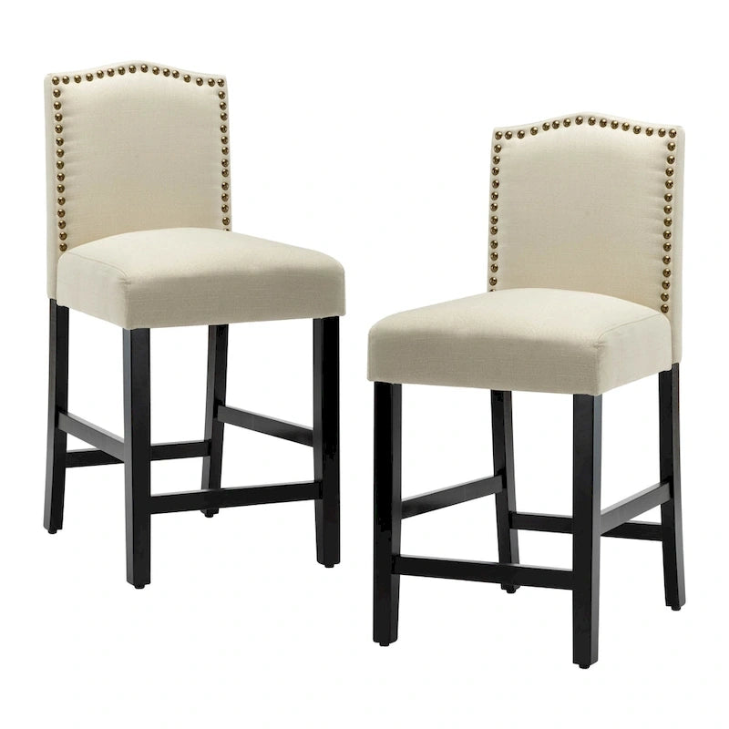 24 Inches Fabric Upholstered Nailhead Trim Counter Height Bar stools with Back Set of 2 15