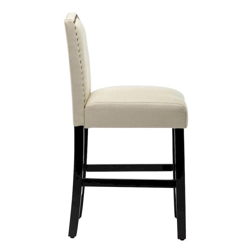 24 Inches Fabric Upholstered Nailhead Trim Counter Height Bar stools with Back Set of 2 17