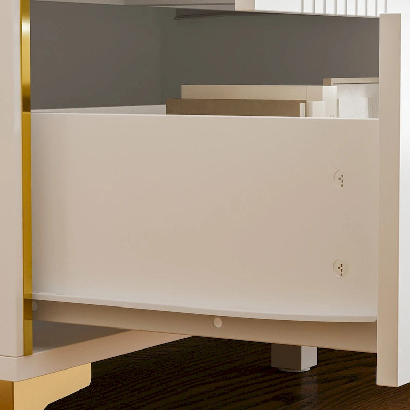 White Lacquer Dresser 6 Drawer Dresser with Metal Handle and Legs 15