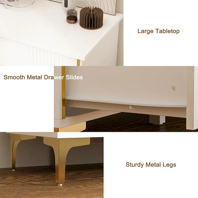 White Lacquer Dresser 6 Drawer Dresser with Metal Handle and Legs 18