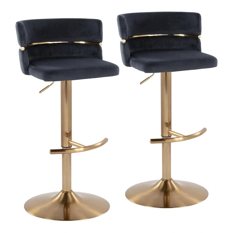 Silver Orchid Lena Adjustable Bar Stool with Rounded T Footrest (Set of 2) 8