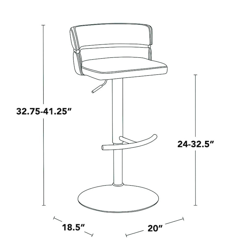 Silver Orchid Lena Adjustable Bar Stool with Rounded T Footrest (Set of 2) 10