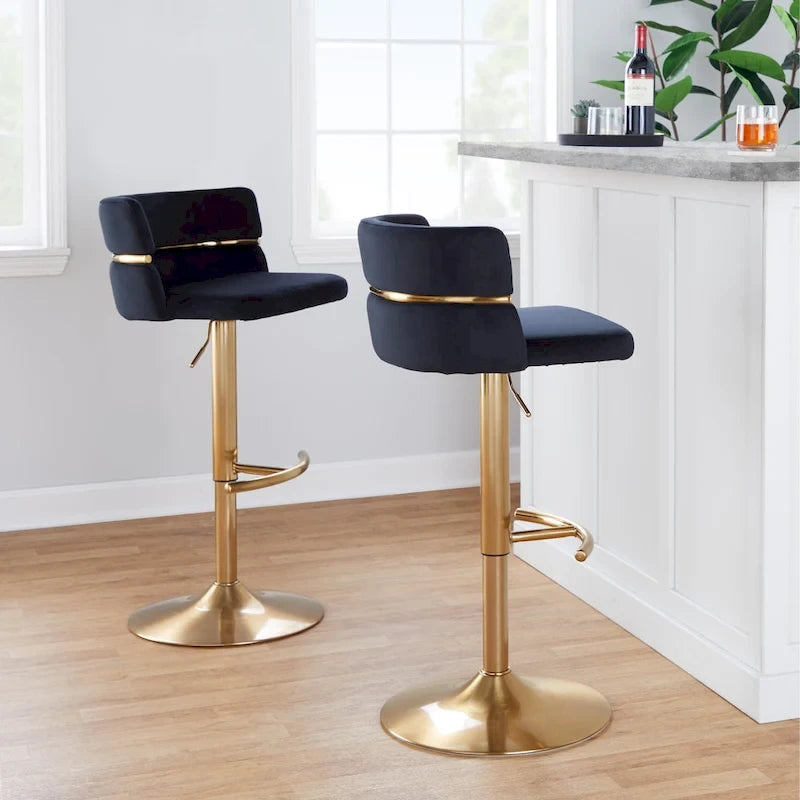 Silver Orchid Lena Adjustable Bar Stool with Rounded T Footrest (Set of 2) 17