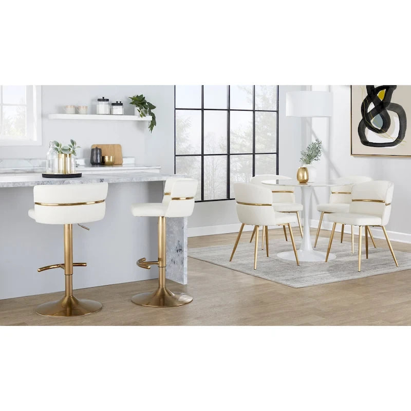 Silver Orchid Lena Adjustable Bar Stool with Rounded T Footrest (Set of 2) 27