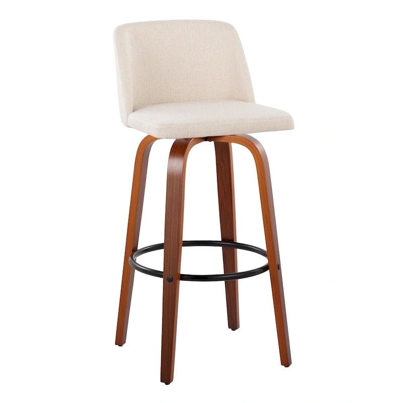 Carson Carrington Vallberga 30 Fixed-Height Bar Stool with Walnut Wood Base (Set of 2) 34