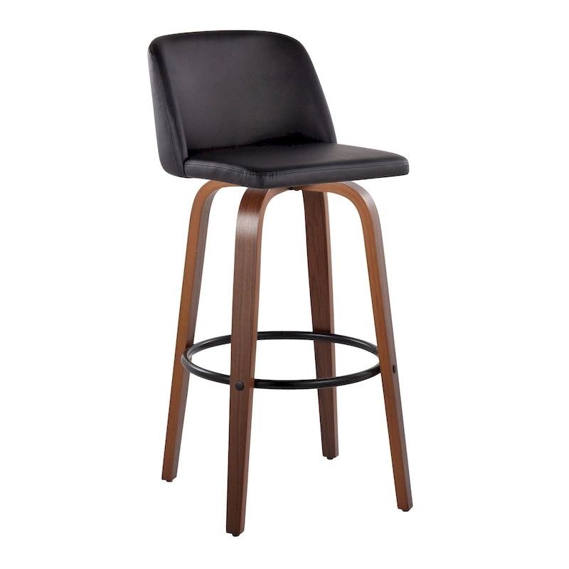 Carson Carrington Vallberga 30 Fixed-Height Bar Stool with Walnut Wood Base (Set of 2) 40