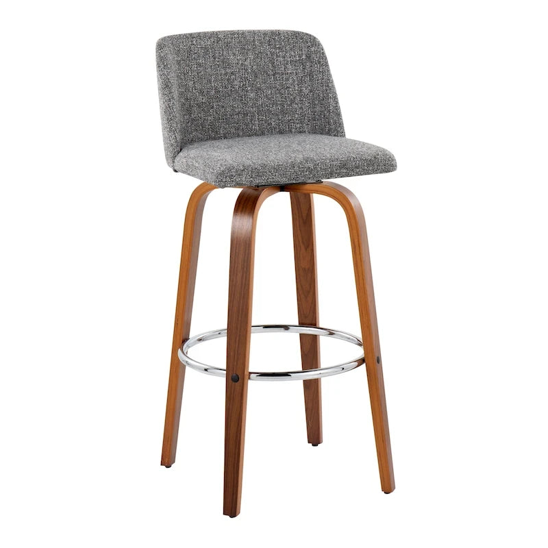 Carson Carrington Vallberga 30 Fixed-Height Bar Stool with Walnut Wood Base (Set of 2) 42