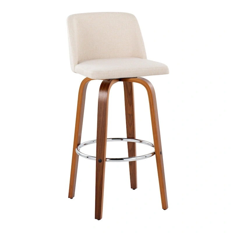 Carson Carrington Vallberga 30 Fixed-Height Bar Stool with Walnut Wood Base (Set of 2) 43