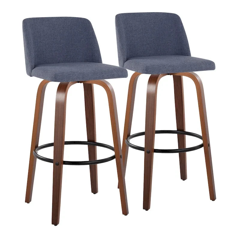 Carson Carrington Vallberga 30 Fixed-Height Bar Stool with Walnut Wood Base (Set of 2) 3