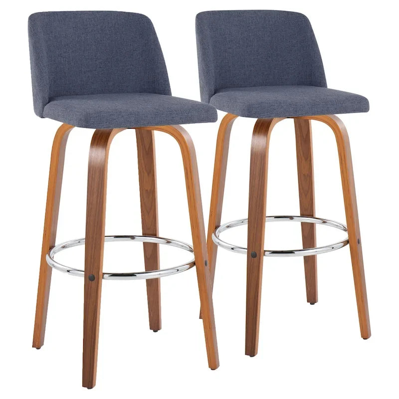 Carson Carrington Vallberga 30 Fixed-Height Bar Stool with Walnut Wood Base (Set of 2) 4