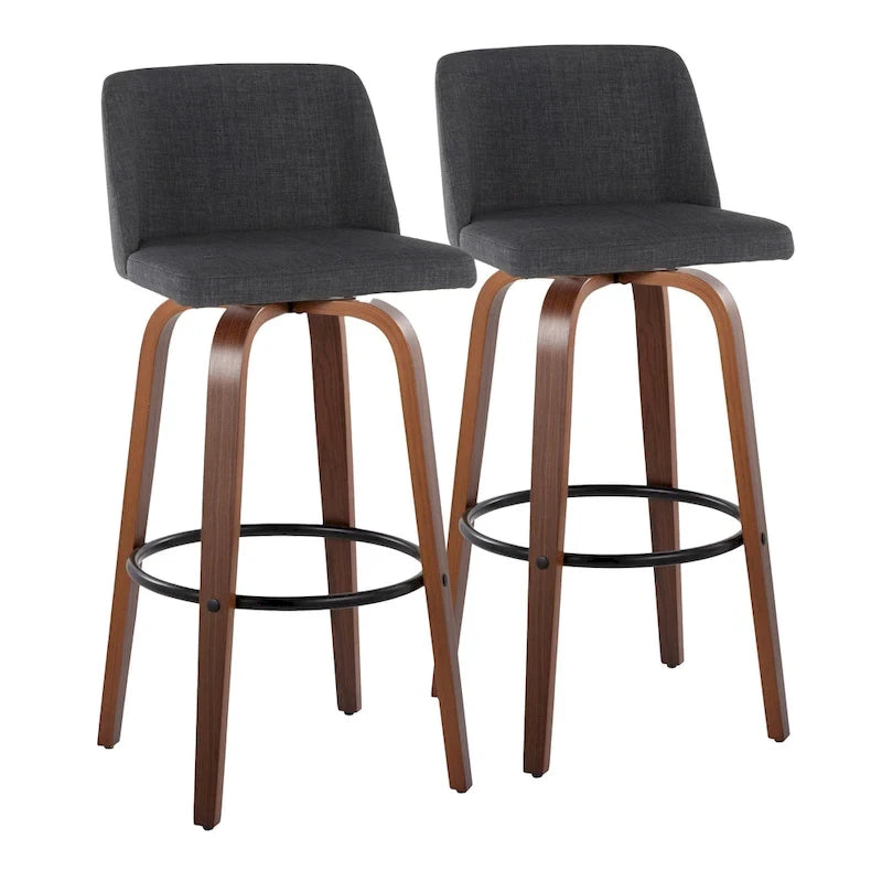 Carson Carrington Vallberga 30 Fixed-Height Bar Stool with Walnut Wood Base (Set of 2) 5