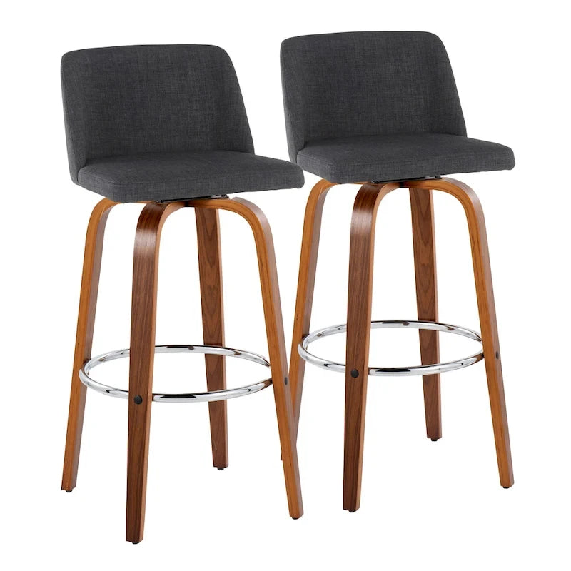 Carson Carrington Vallberga 30 Fixed-Height Bar Stool with Walnut Wood Base (Set of 2) 6