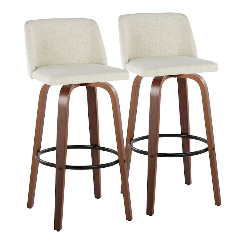Carson Carrington Vallberga 30 Fixed-Height Bar Stool with Walnut Wood Base (Set of 2) 7