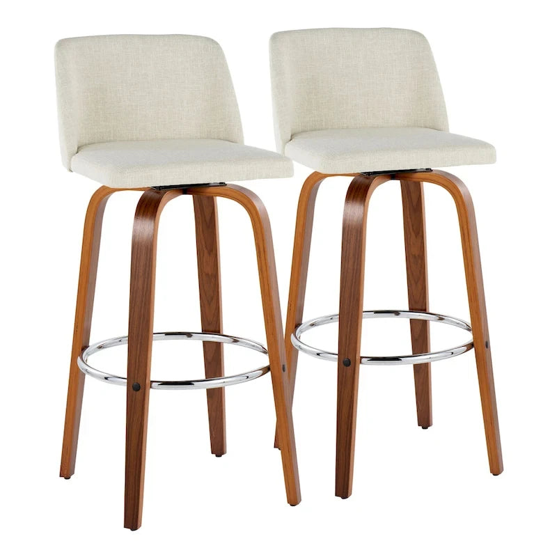 Carson Carrington Vallberga 30 Fixed-Height Bar Stool with Walnut Wood Base (Set of 2) 8